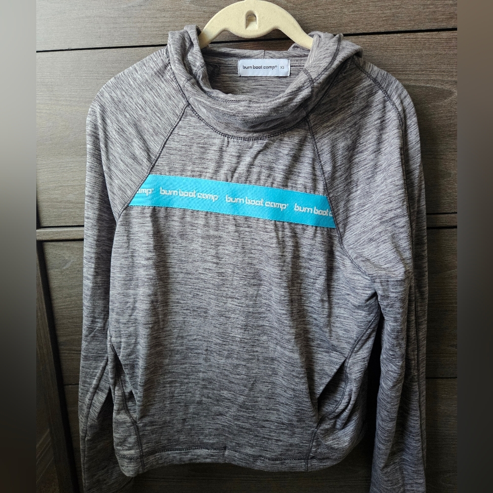 Burn Boot Camp Gray Athletic Hoodie with Teal Accent